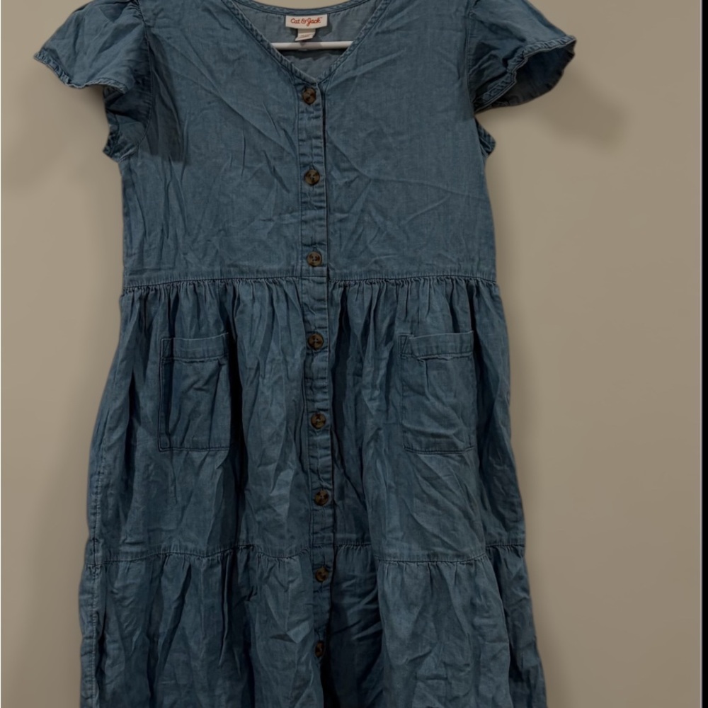 Cat & Jack Blue Ruffled Buttoned Sundress - Picture 2 of 3
